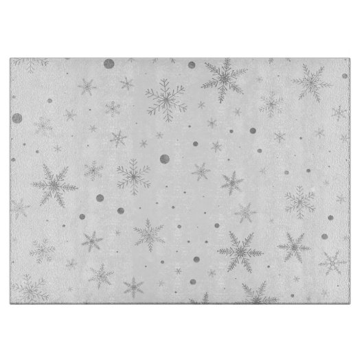 Schneeflocken - Silver Grau & Weiß Schneidebrett (Vorderseite)