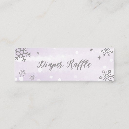 Schneeflocken Silver Gray Baby Dusche Windeln Wind Mini Visitenkarte (Vorderseite)