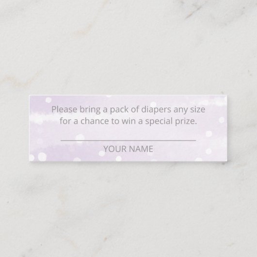 Schneeflocken Silver Gray Baby Dusche Windeln Wind Mini Visitenkarte (Rückseite)