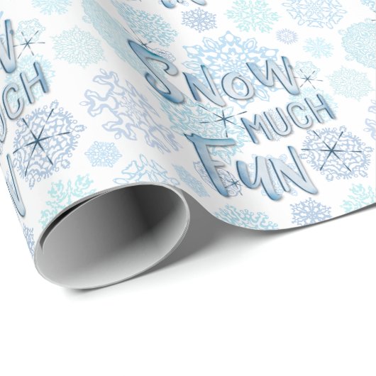 Schneeflocken SNOCH VIEL FUN Wasserfarbe Retro Win Geschenkpapier (Rolleneckpunkt)