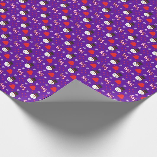 Schneeflocken Snowman Candy Canes Blue Background Geschenkpapier (Ecke)