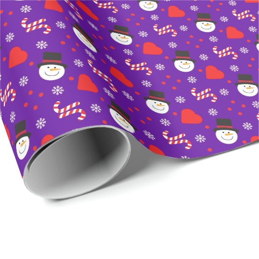 Schneeflocken Snowman Candy Canes Blue Background Geschenkpapier (Rolleneckpunkt)