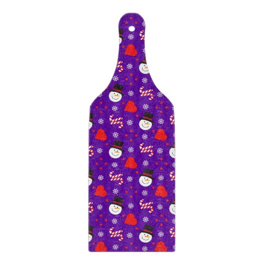 Schneeflocken Snowman Candy Canes Blue Background Schneidebrett (Vorderseite)