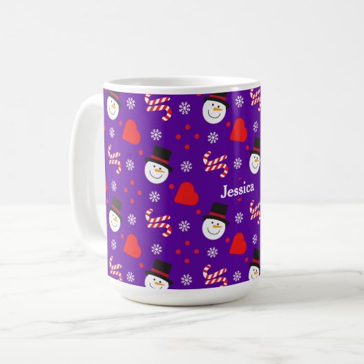 Schneeflocken Snowman Candy Canes tragen den Namen Kaffeetasse (Vorderseite Links)