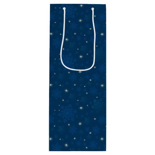 Schneeflocken & Starlight Geschenktüte Für Weinflaschen (Vorderseite)