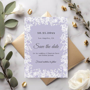 Schneeflocken staubiges Lavendel-Winterhochzeit Save The Date