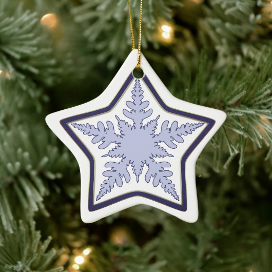 Schneeflocken-Stern-Weihnachten Keramik Ornament (Baum)