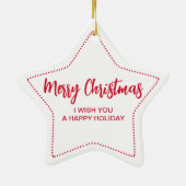 Schneeflocken-Stern-Weihnachten Keramik Ornament (Hinten)