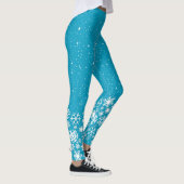 Schneeflocken & Sterne auf Blau oder Ihrer Farbe Leggings (Rechts)