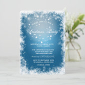 Schneeflocken, Sterne, blaues Weihnachtsgebäck Par Einladung (Stehend Vorderseite)