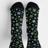Schneeflocken Stilvolle Schwarz Moderne Elegante Socken (Oben)