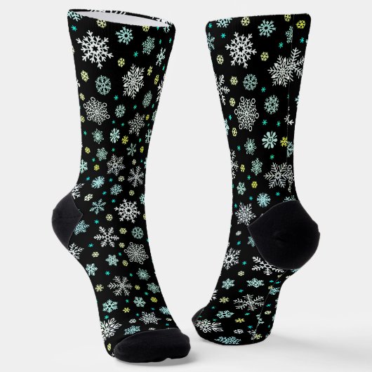 Schneeflocken Stilvolle Schwarz Moderne Elegante Socken (Gewinkelt)