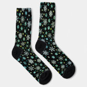 Schneeflocken Stilvolle Schwarz Moderne Elegante Socken (Rechts)