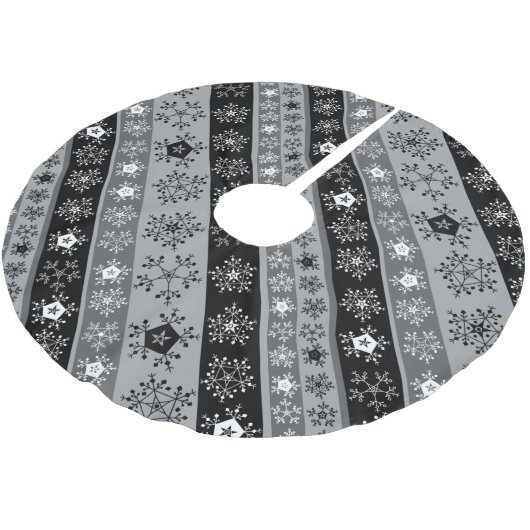 Schneeflocken Streifen grau Polyester Weihnachtsbaumdecke (Schrägansicht)