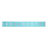 Schneeflocken Streifen Silver Beach Blue Satinband (Vorderseite)