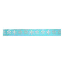 Schneeflocken Streifen Silver Beach Blue Satinband
