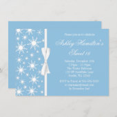 Schneeflocken Sweet 16 Winter Wonderland Blau Einladung (Vorne/Hinten)