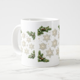 Schneeflocken & Tannen-Weihnachtstasse Jumbo-Tasse