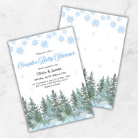 Schneeflocken Tannenbäume Winter Paare Baby Shower
