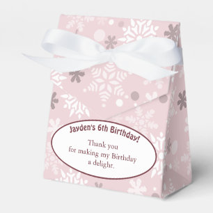 Schneeflocken-Thema 6. Geburtstagsfeier Blassrosa Geschenkschachtel