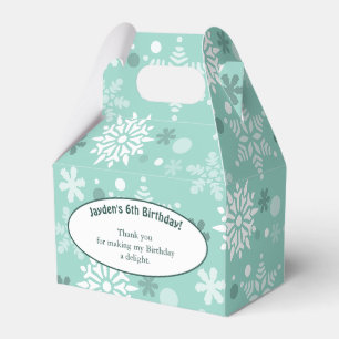 Schneeflocken-Themen-6. Geburtstagsfeier Türkis-Bl Geschenkschachtel
