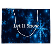 Schneeflocken, tief blau und hell Schneeflocken Sc Große Geschenktüte (Rückseite)