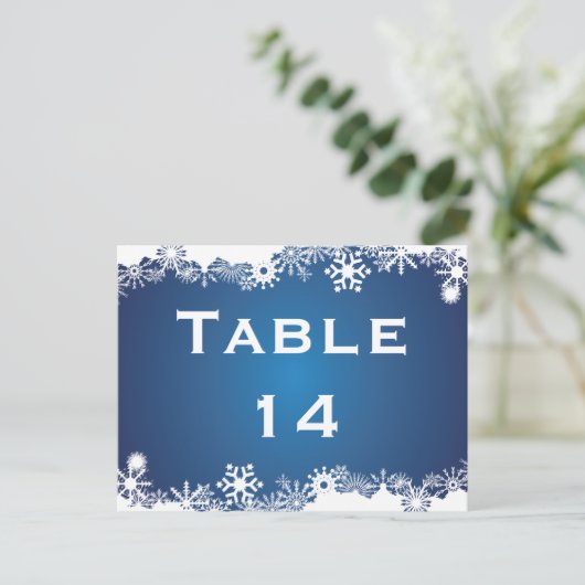 Schneeflocken-Tischnummer Postkarte (Stehend Vorderseite)
