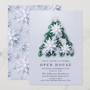 Schneeflocken Tree CHRISTMAS FERIENHAUS OFFENES HA Einladung