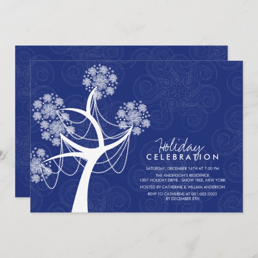 Schneeflocken Tremmiedeeisen Nachtleben Feiertag e Einladung (Vorne/Hinten)