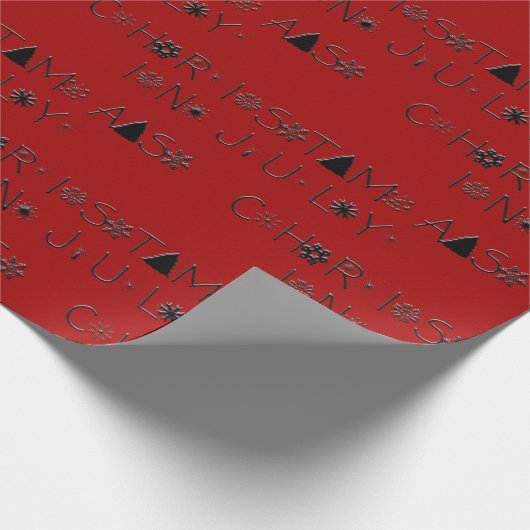 Schneeflocken Typografie Weihnachten Juli Rot Geschenkpapier (Ecke)