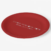 Schneeflocken Typografie Weihnachten Juli Rot Pappteller (Schrägansicht)