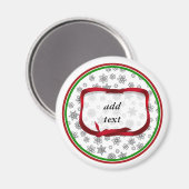Schneeflocken, umrahmt vom Roten Schleifentag Magnet (Vorderseite/Rückseite)