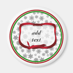 Schneeflocken, umrahmt vom Roten Schleifentag Magnet