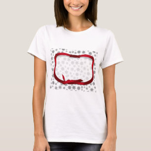 Schneeflocken, umrahmt vom Roten Schleifentag T-Shirt
