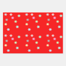 Schneeflocken Umschlagpapier 3 Flachblätter Geschenkpapier Set