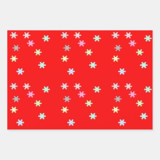 Schneeflocken Umschlagpapier 3 Flachblätter Geschenkpapier Set (Vorderseite)