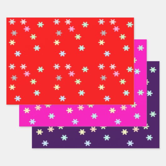 Schneeflocken Umschlagpapier 3 Flachblätter Geschenkpapier Set (Set)