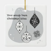 Schneeflocken und Bauernweihen - Weihnachten Keramikornament (Rückseite)