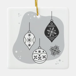 Schneeflocken und Bauernweihen - Weihnachten Keramikornament