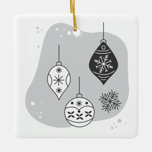 Schneeflocken und Bauernweihen - Weihnachten Keramikornament (Vorderseite)