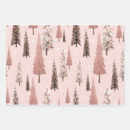 Schneeflocken und Bäume im Winter Weihnachten Geschenkpapier Set (Vorderseite 3)