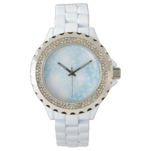 Schneeflocken und blaue Lichter Armbanduhr