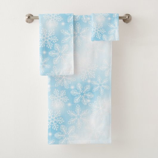 Schneeflocken und blaue Lichter Badhandtuch Set (Insitu)