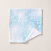 Schneeflocken und blaue Lichter Badhandtuch Set (Waschlappen)