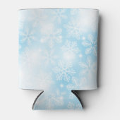 Schneeflocken und blaue Lichter Dosenkühler (Vorderseite)
