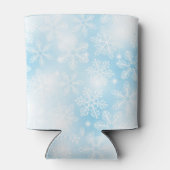 Schneeflocken und blaue Lichter Dosenkühler (Rückseite)