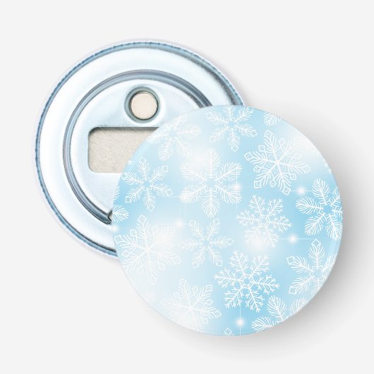 Schneeflocken und blaue Lichter Flaschenöffner (Vorderseite)