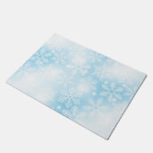 Schneeflocken und blaue Lichter Fußmatte (Schrägansicht)