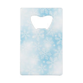 Schneeflocken und blaue Lichter Geldbeutel Flaschenöffner (Rückseite)