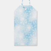 Schneeflocken und blaue Lichter Geschenkanhänger (Rückseite)